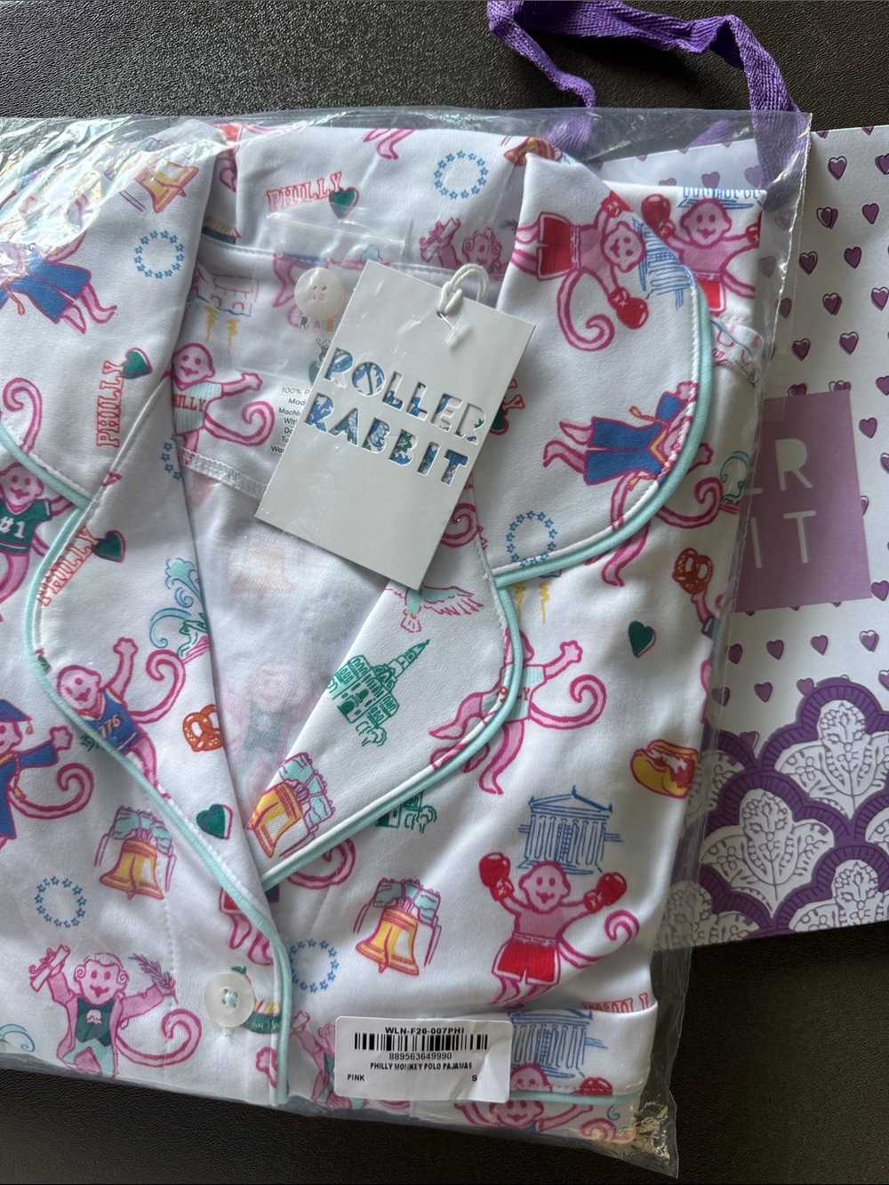 Roller Rabbit Philadelphia Popup Pajamas- Size Small with shopping bag